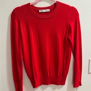 Zara Bold Red Knit Top